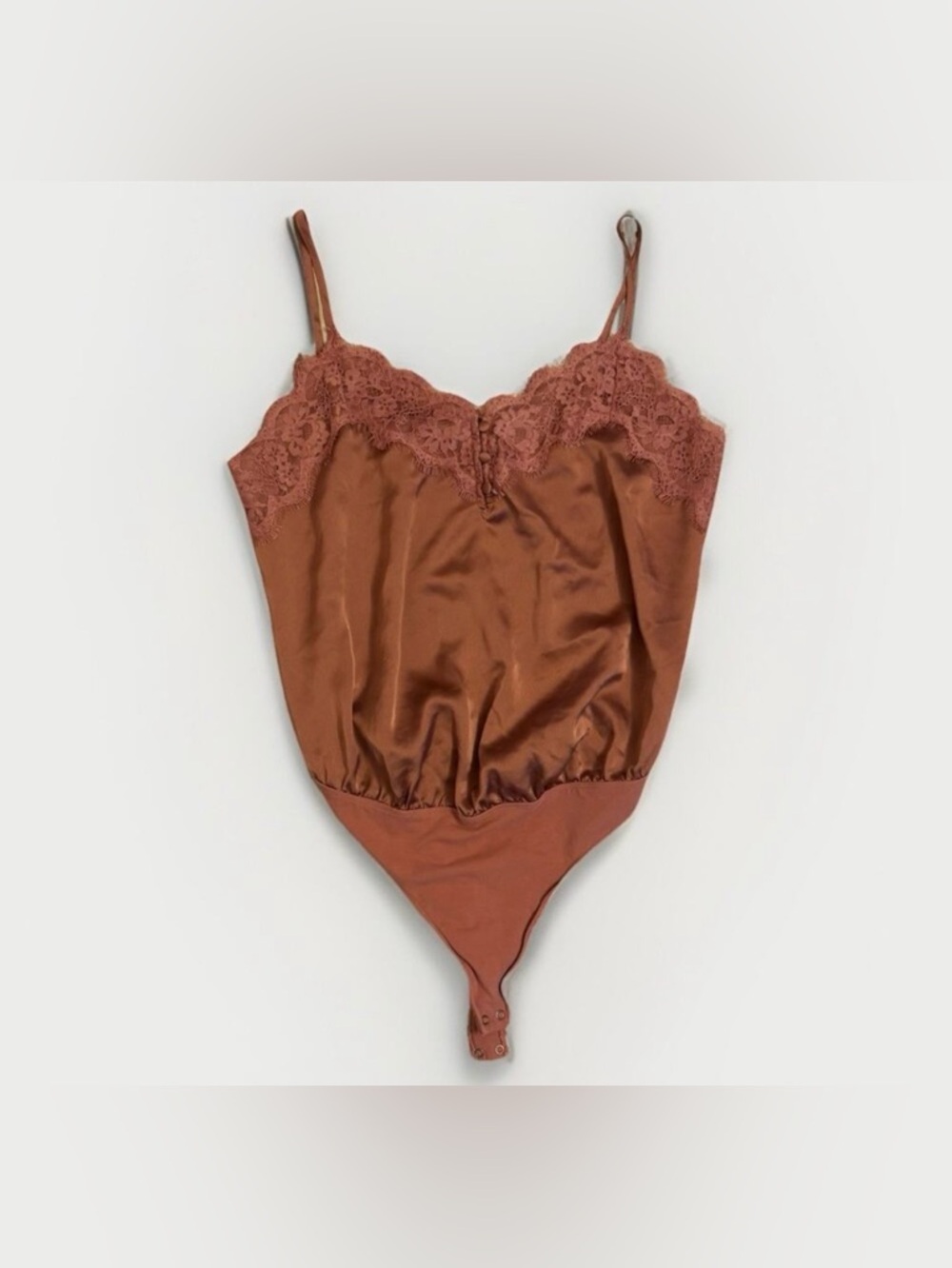 Abercrombie & Fitch Satin Lace Bodysuit in Copper - Picture 2 of 7